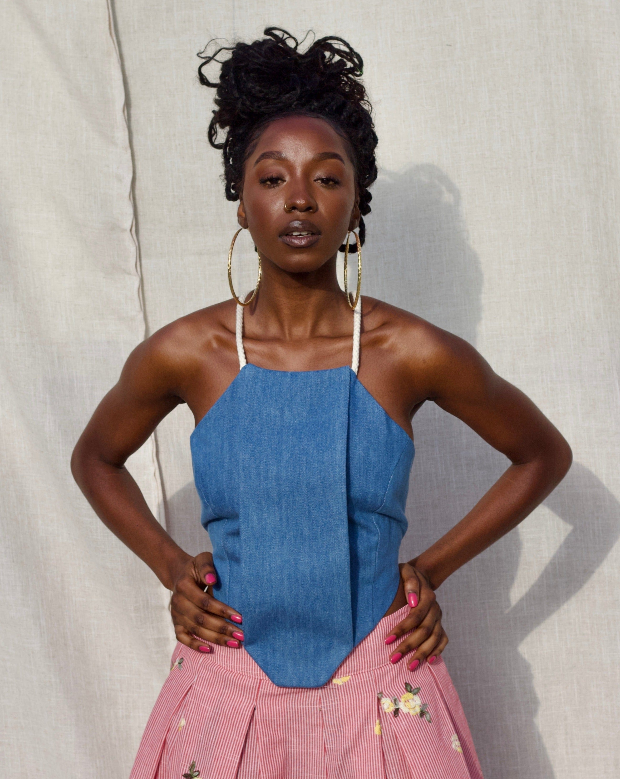 Deonn Halter Top Soft Denim – Zevelyn Jean