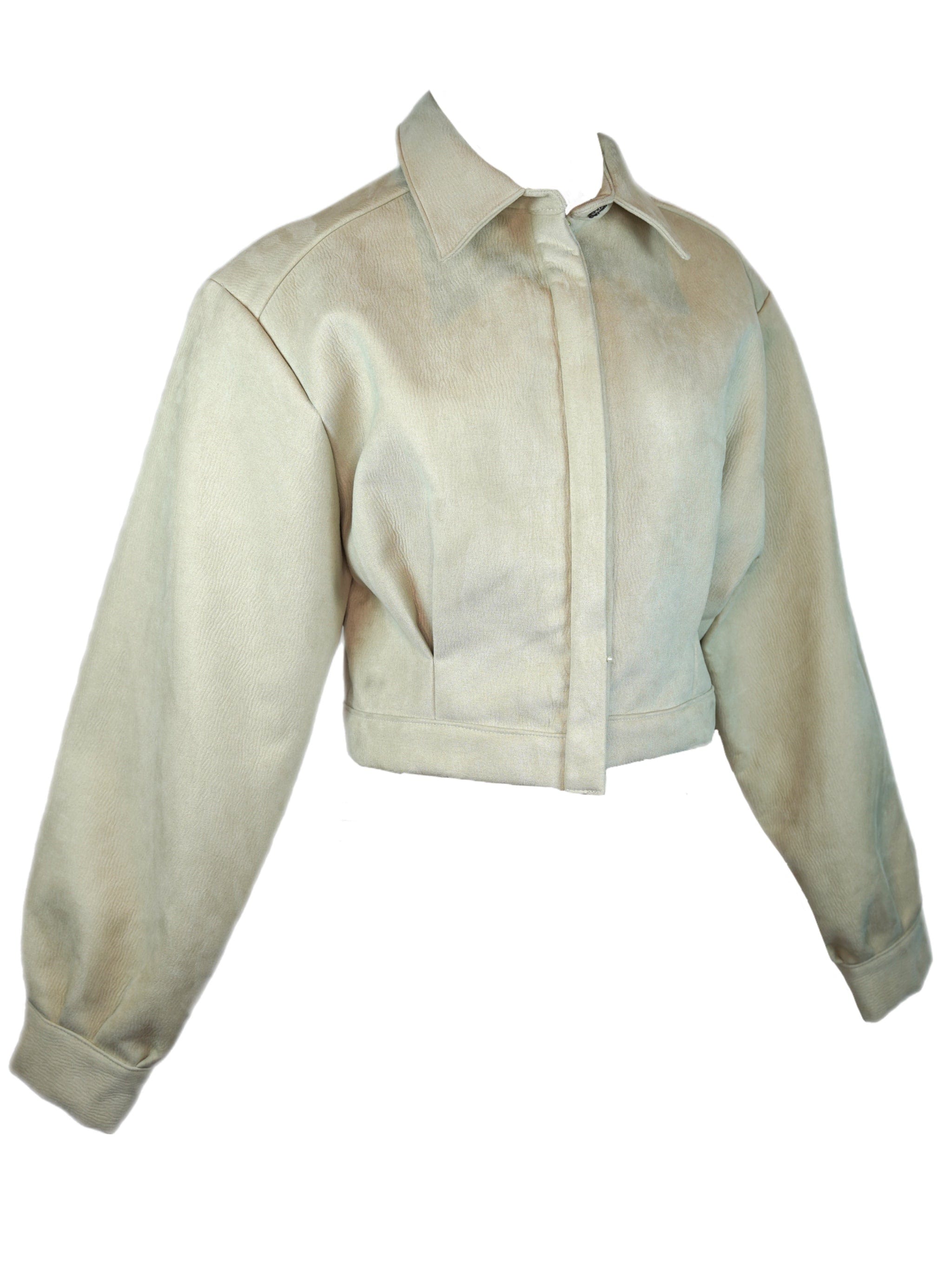 Zevelyn Jean Emerson Cropped Jacket Emerson Cropped Jacket Bone Suede