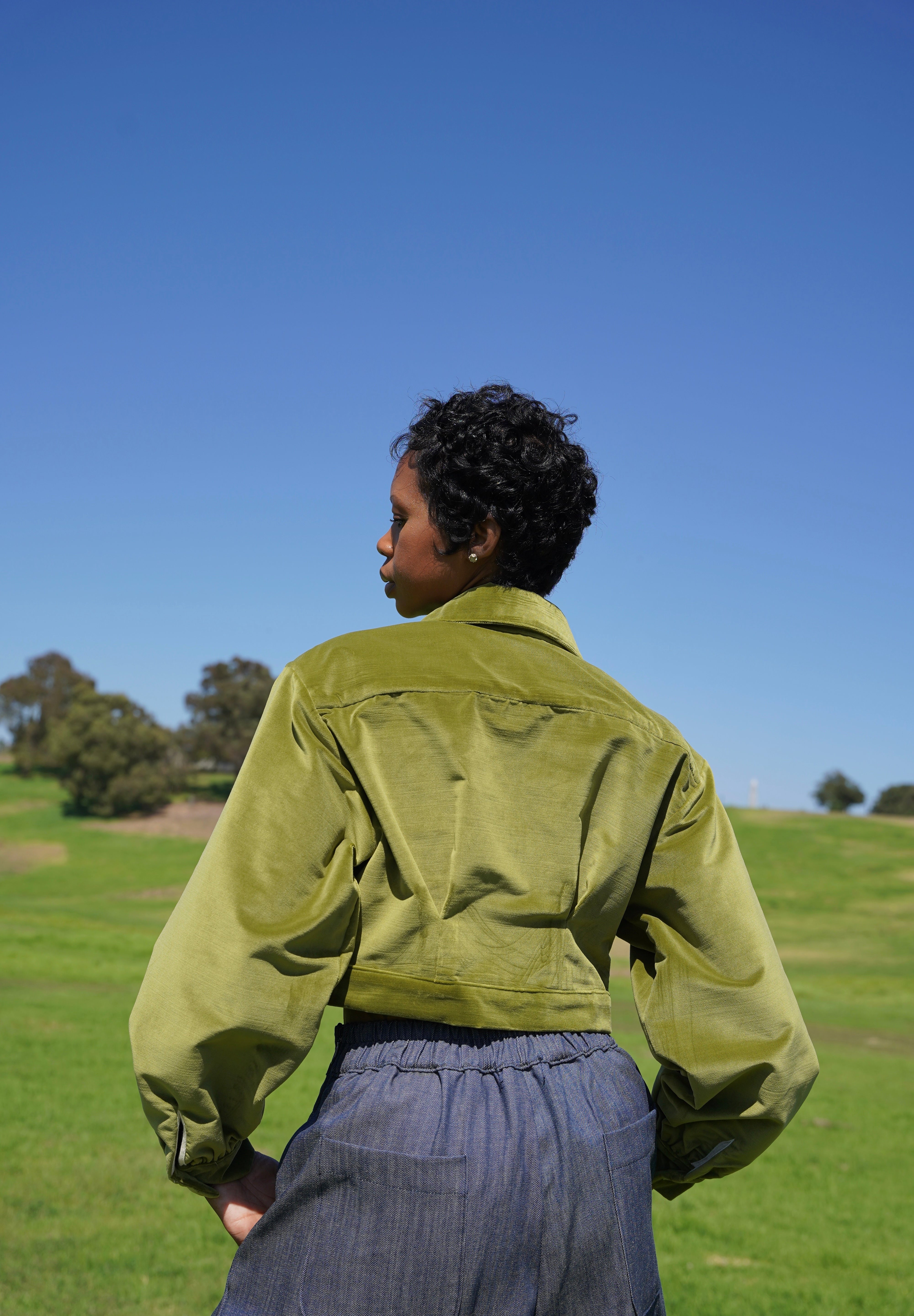 Zevelyn Jean Emerson Cropped Jacket Emerson Cropped Jacket Green Apple