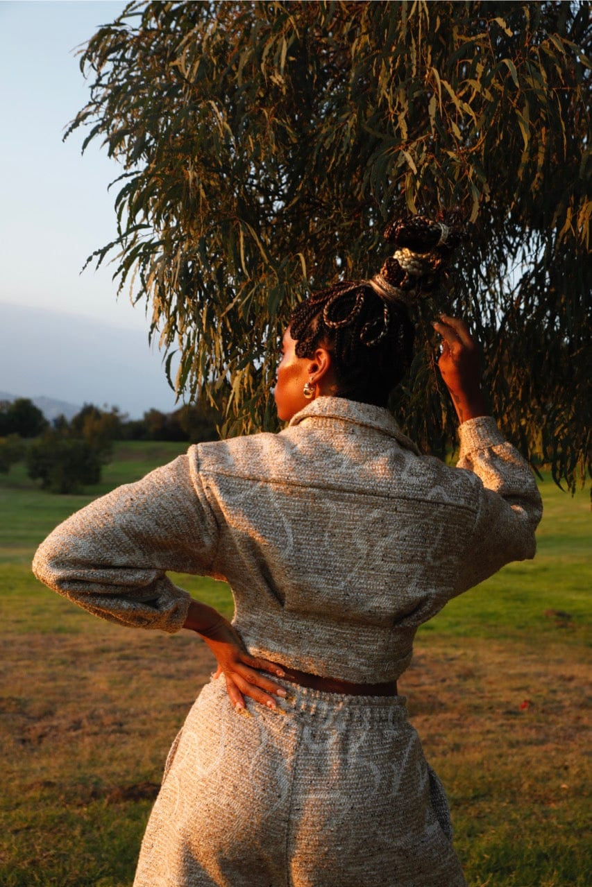 Zevelyn Jean Emerson Cropped Jacket Emerson Cropped Jacket Ivory Swirl