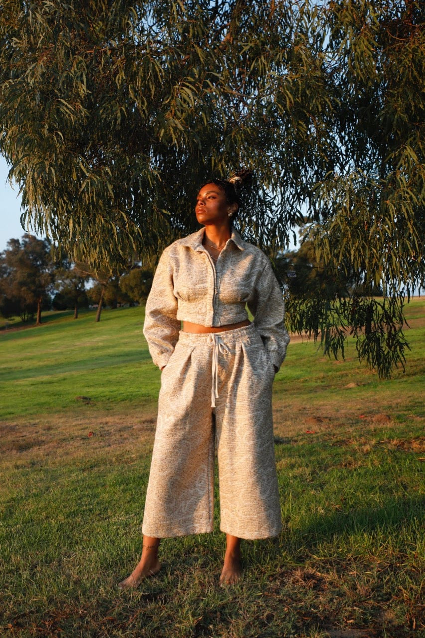 Zevelyn Jean Emerson Cropped Jacket Emerson Cropped Jacket Ivory Swirl