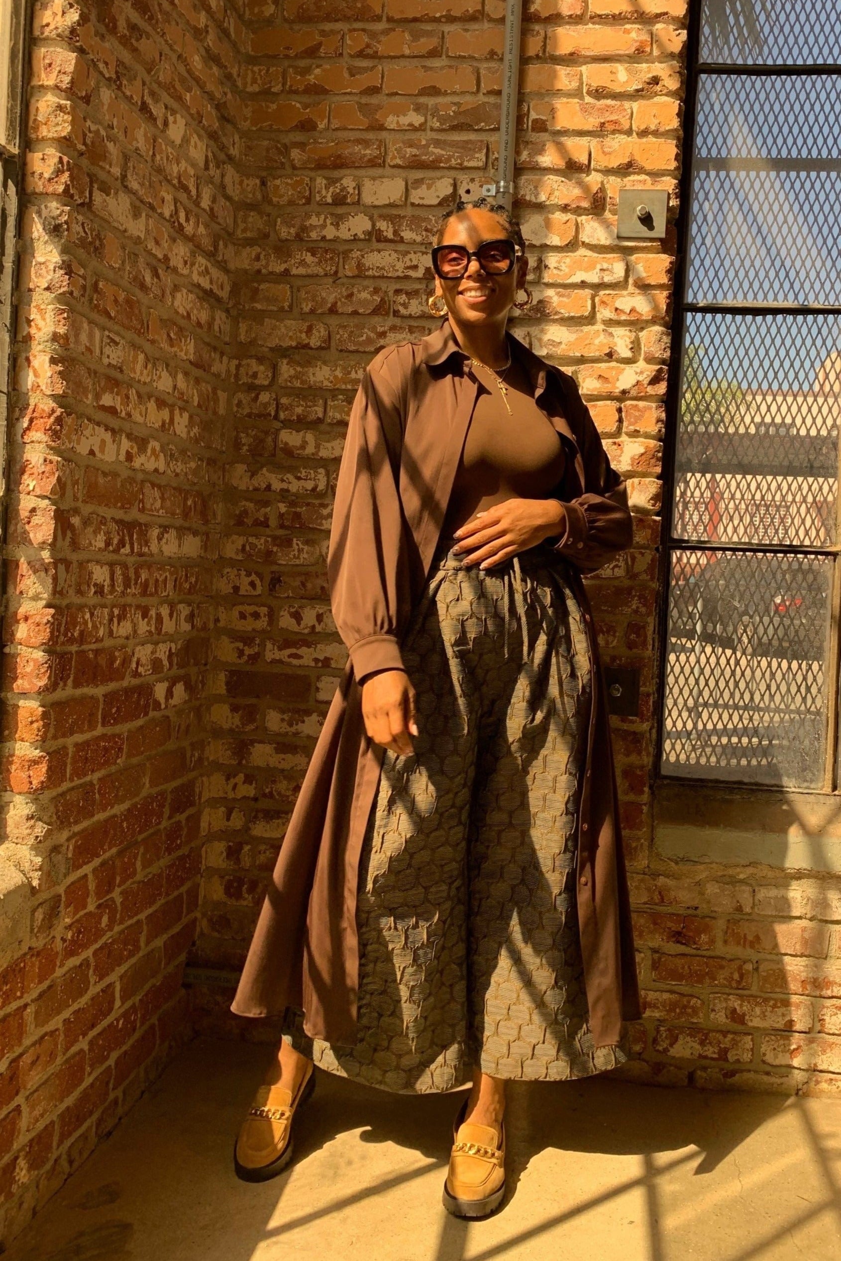 Zevelyn Jean Evoree Maxi Dress Evoree Maxi Shirtdress Brown