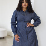 Zevelyn Jean Evoree Maxi Dress Evoree Maxi Shirtdress Classic Denim