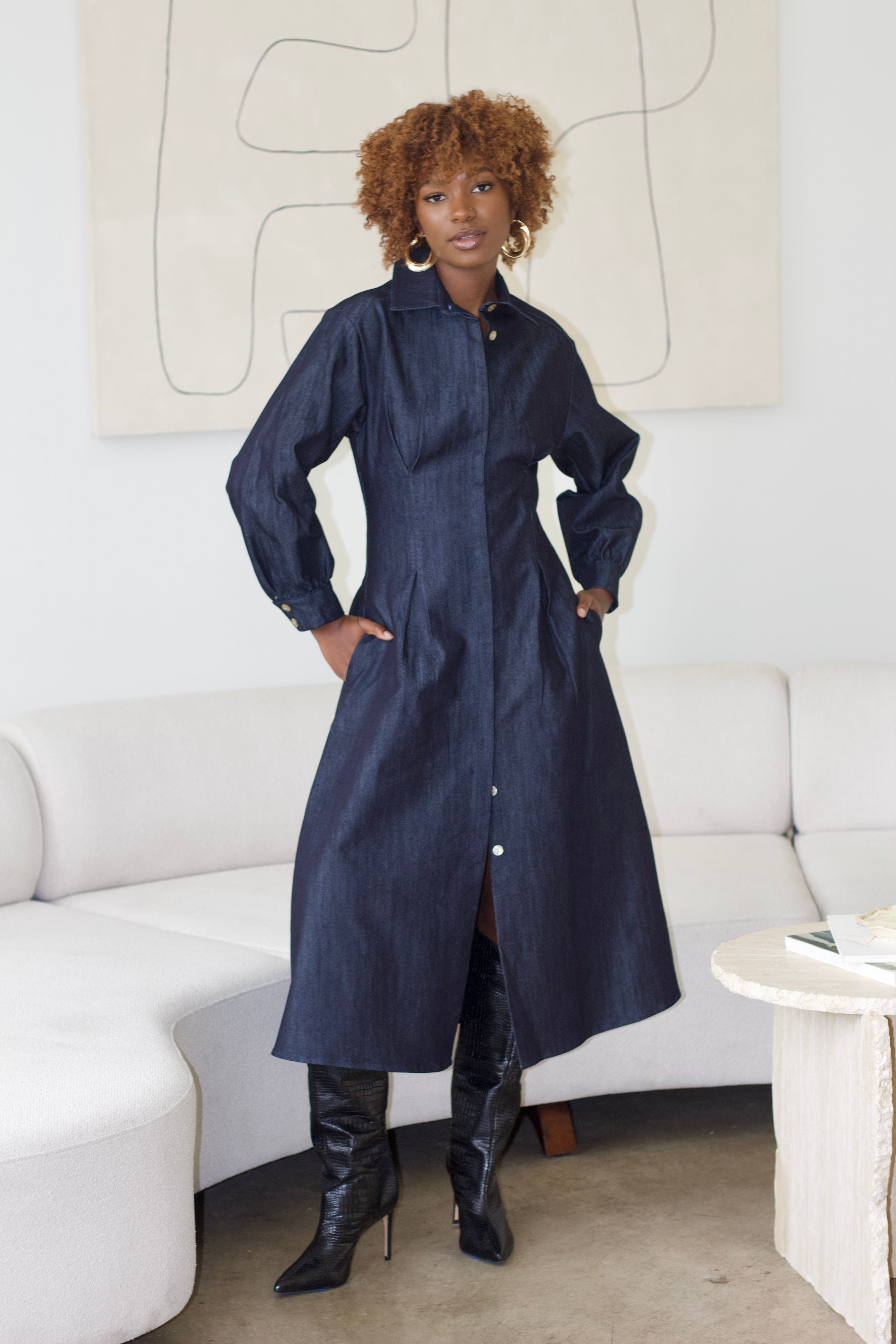 Zevelyn Jean Evoree Maxi Dress Evoree Maxi Shirtdress Dark Denim