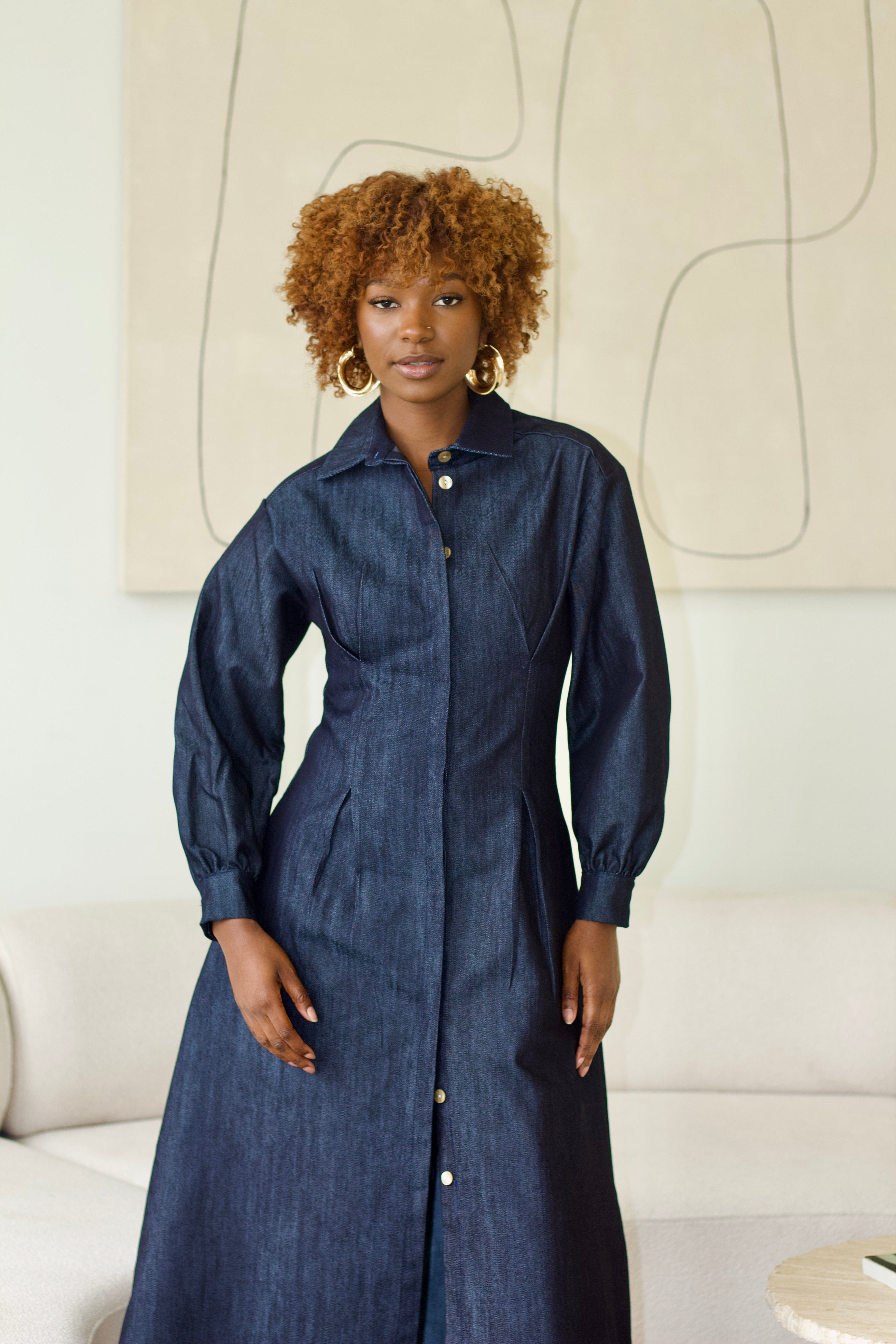 Zevelyn Jean Evoree Maxi Dress Evoree Maxi Shirtdress Dark Denim