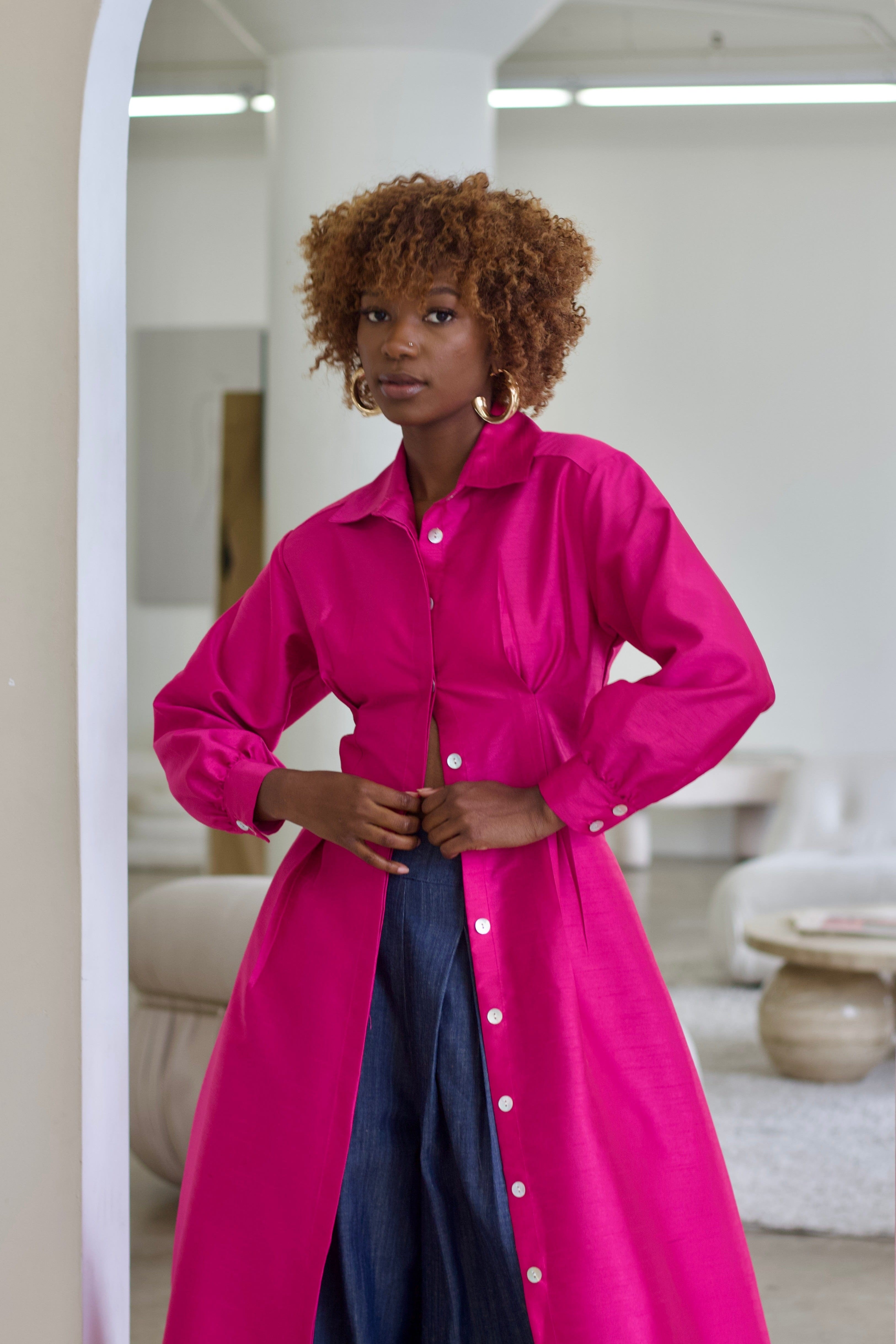 Zevelyn Jean Evoree Maxi Dress Evoree Maxi Shirtdress Fuscia