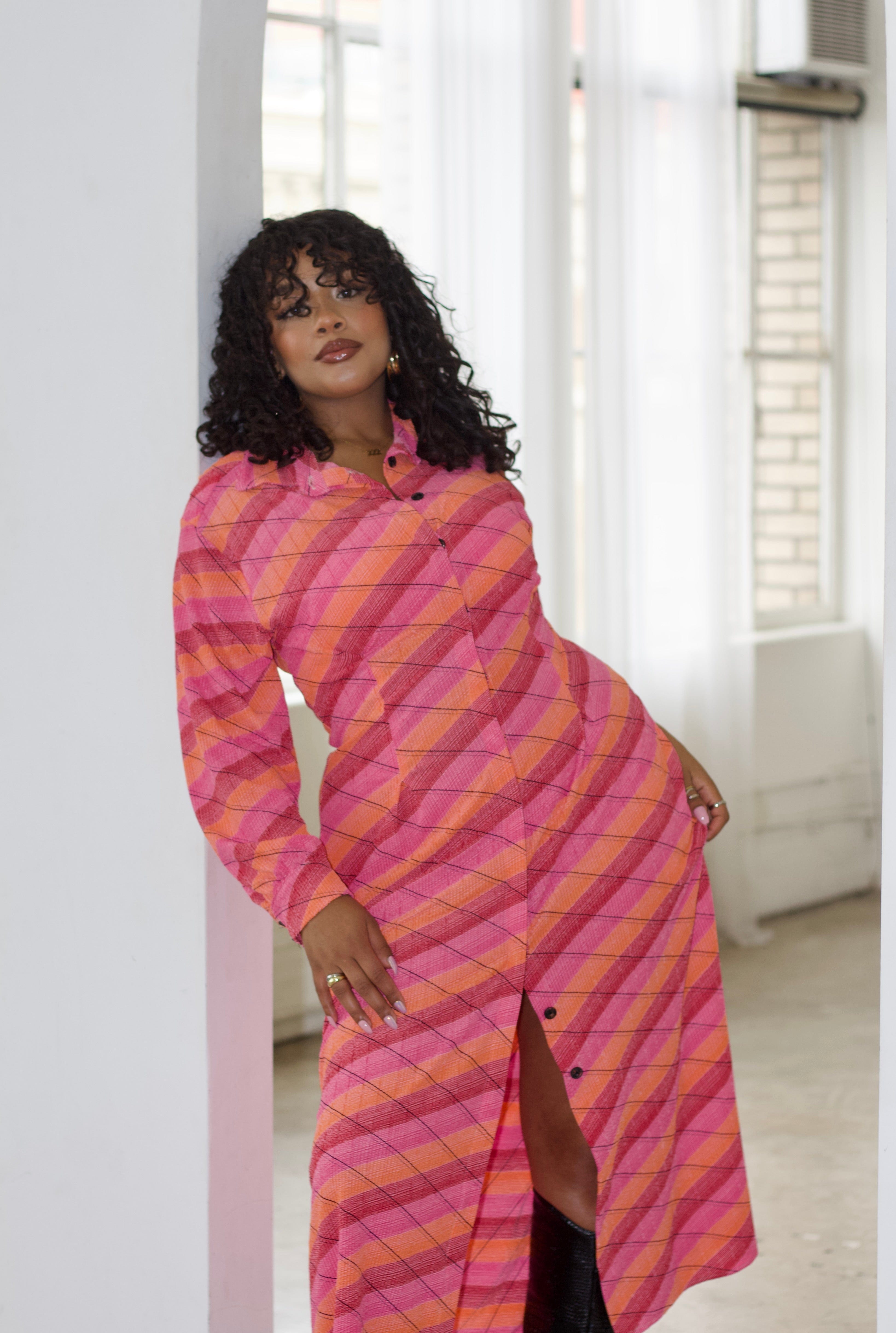 Zevelyn Jean Evoree Maxi Dress Evoree Maxi Shirtdress Pink