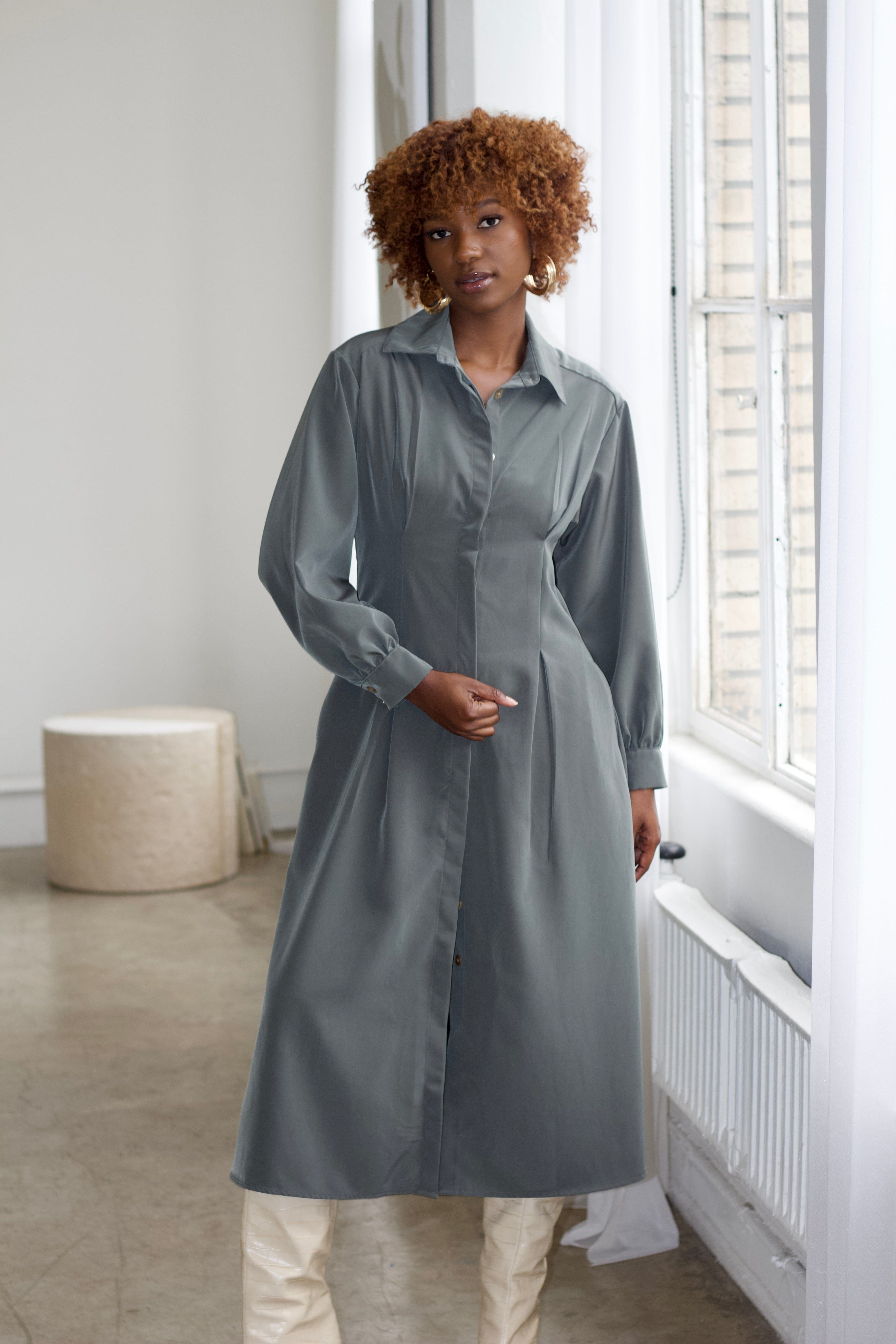 Zevelyn Jean Evoree Maxi Dress Evoree Maxi Shirtdress Sage Green