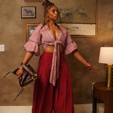 Zevelyn Jean Khadijah Wide Leg Pant KHADIJAH WIDE LEG PANT Cherry Red