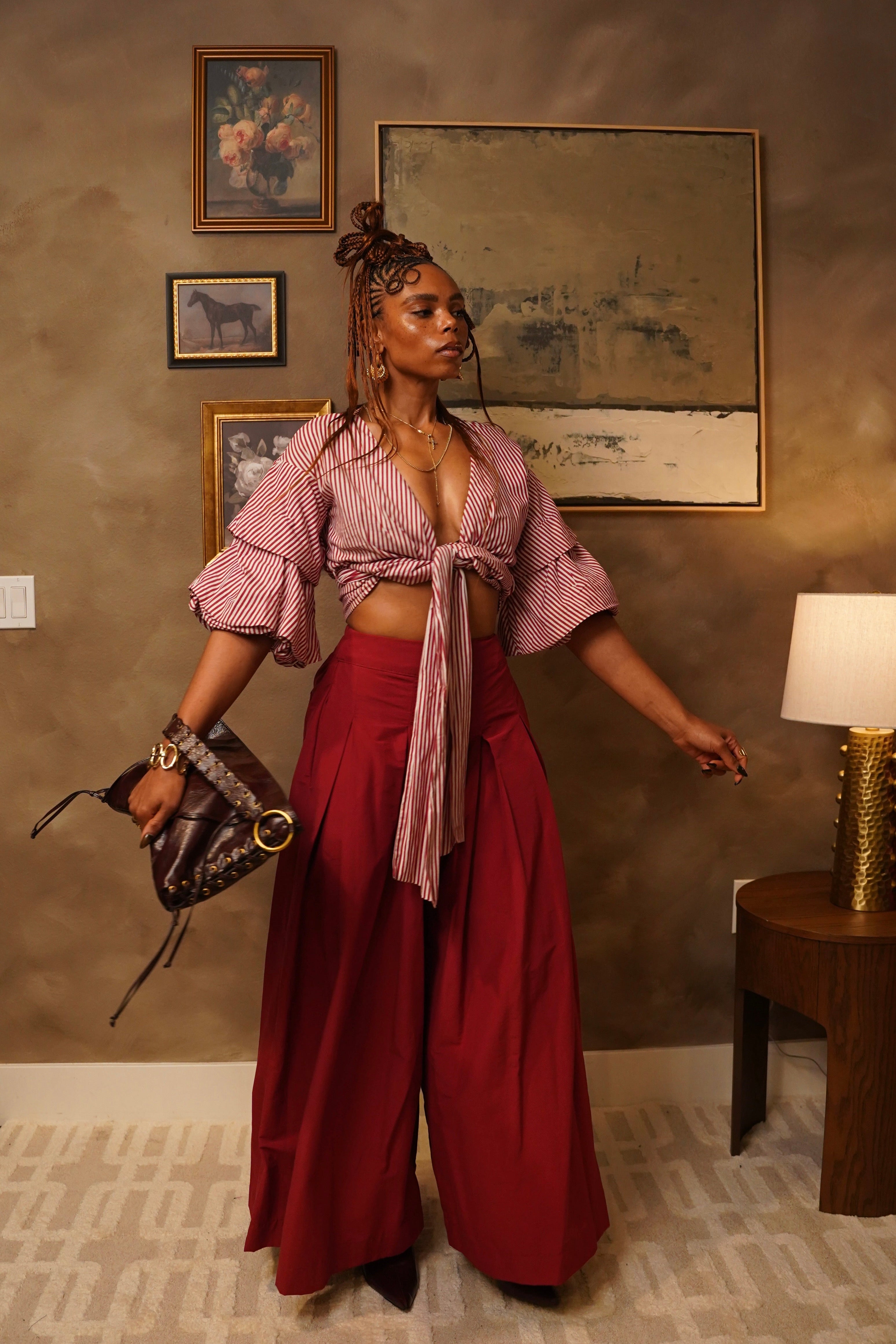 Zevelyn Jean Khadijah Wide Leg Pant KHADIJAH WIDE LEG PANT Cherry Red