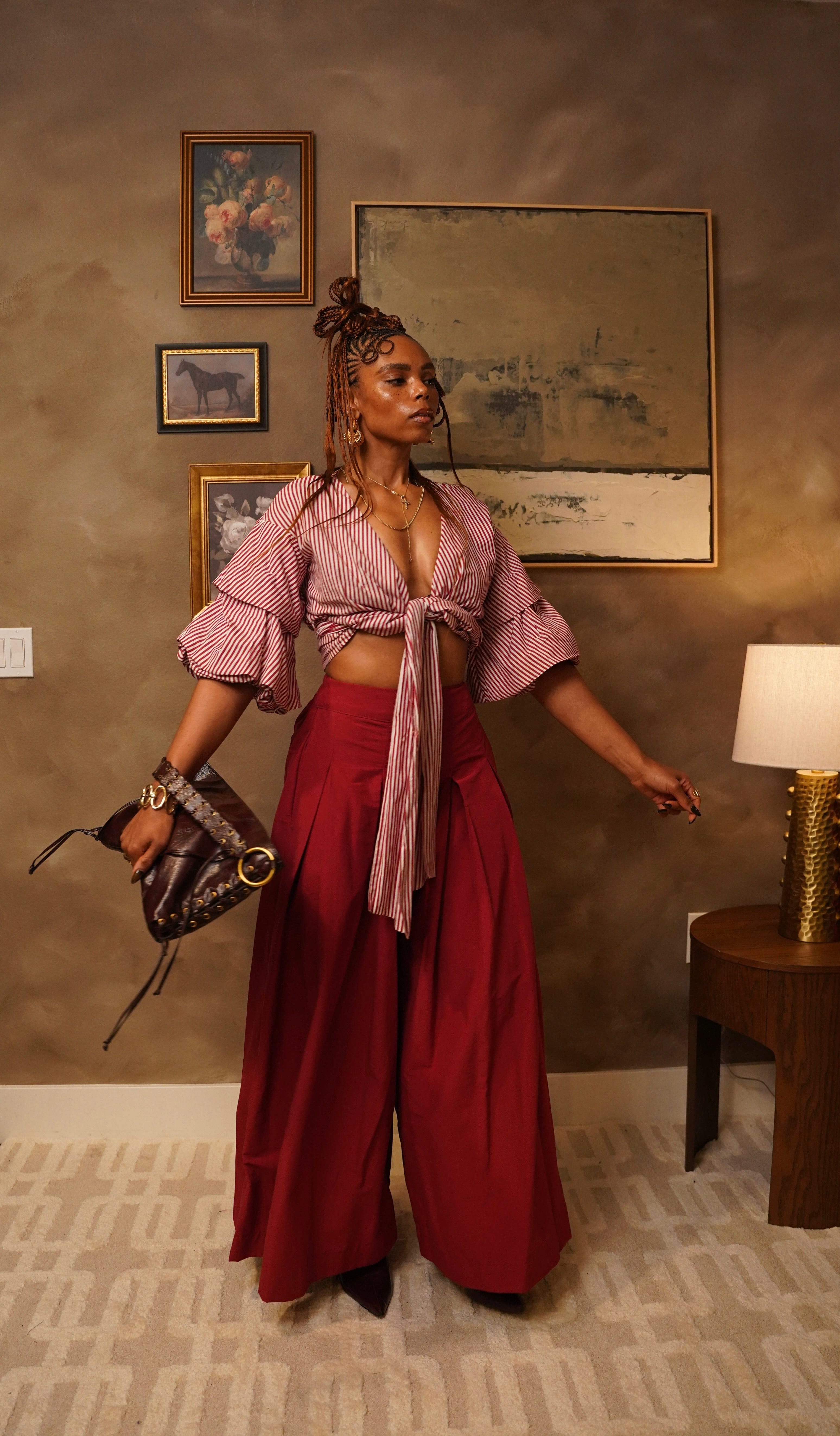 Zevelyn Jean Khadijah Wide Leg Pant KHADIJAH WIDE LEG PANT Cherry Red