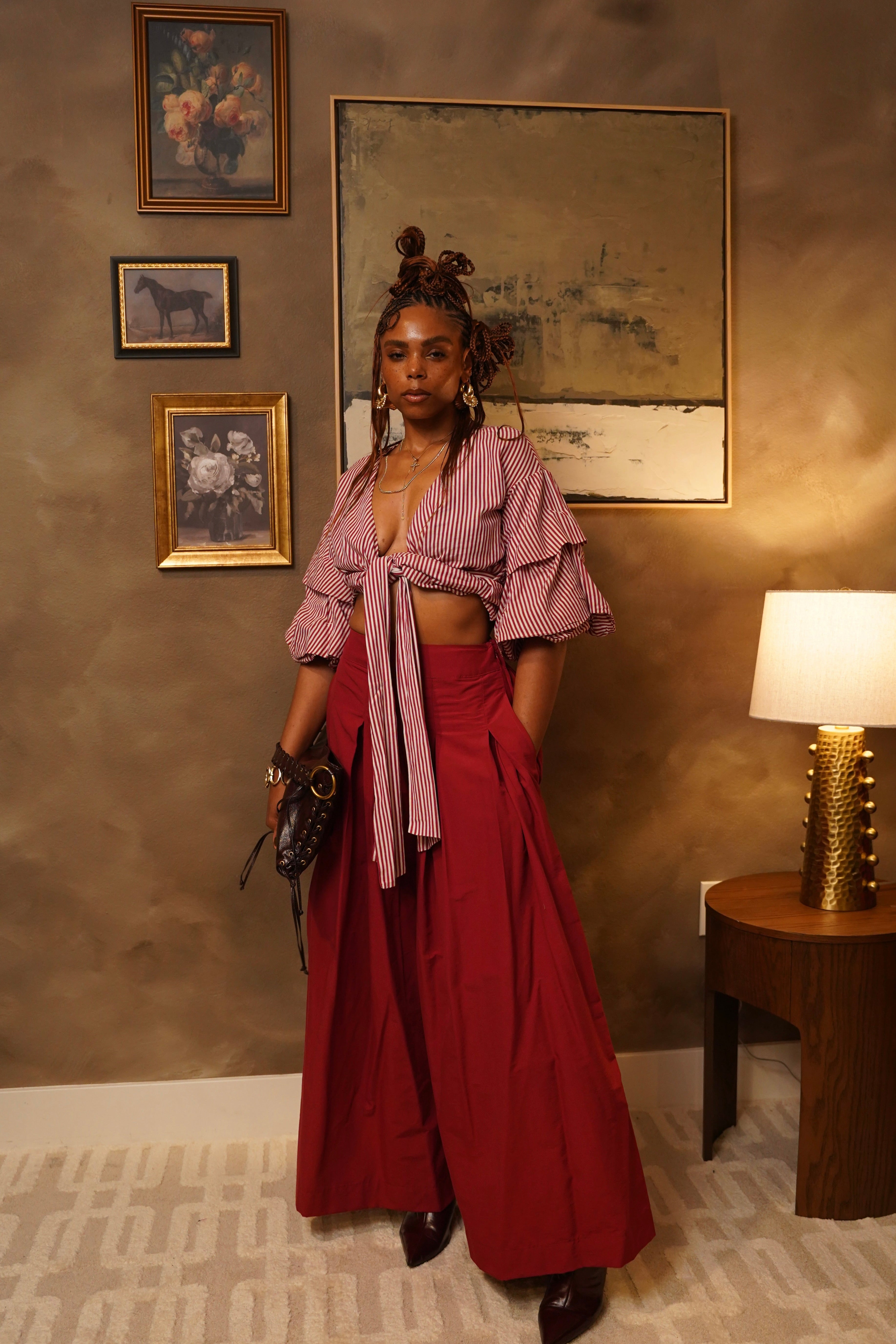 Zevelyn Jean Khadijah Wide Leg Pant KHADIJAH WIDE LEG PANT Cherry Red