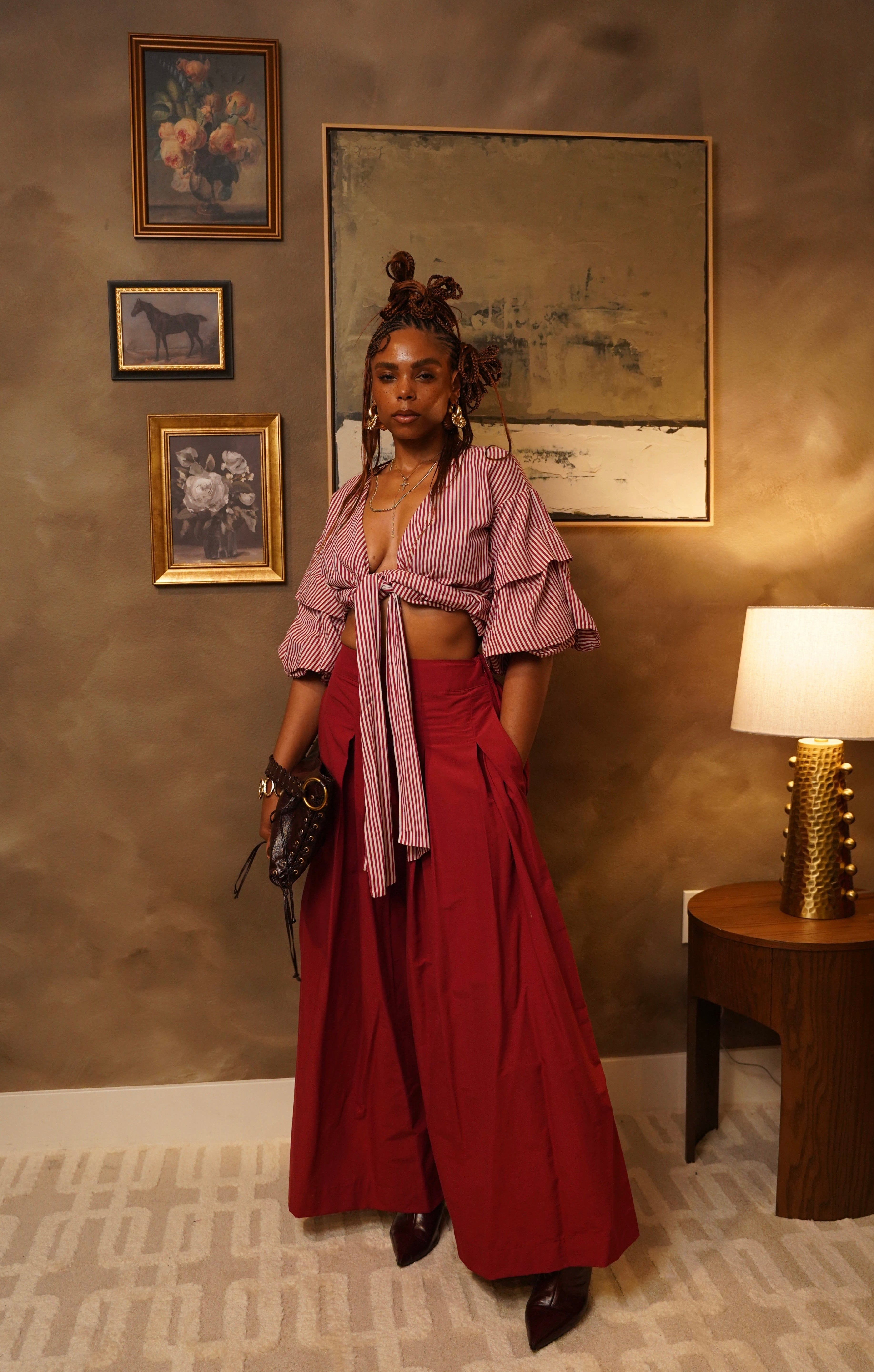 Zevelyn Jean Khadijah Wide Leg Pant KHADIJAH WIDE LEG PANT Cherry Red