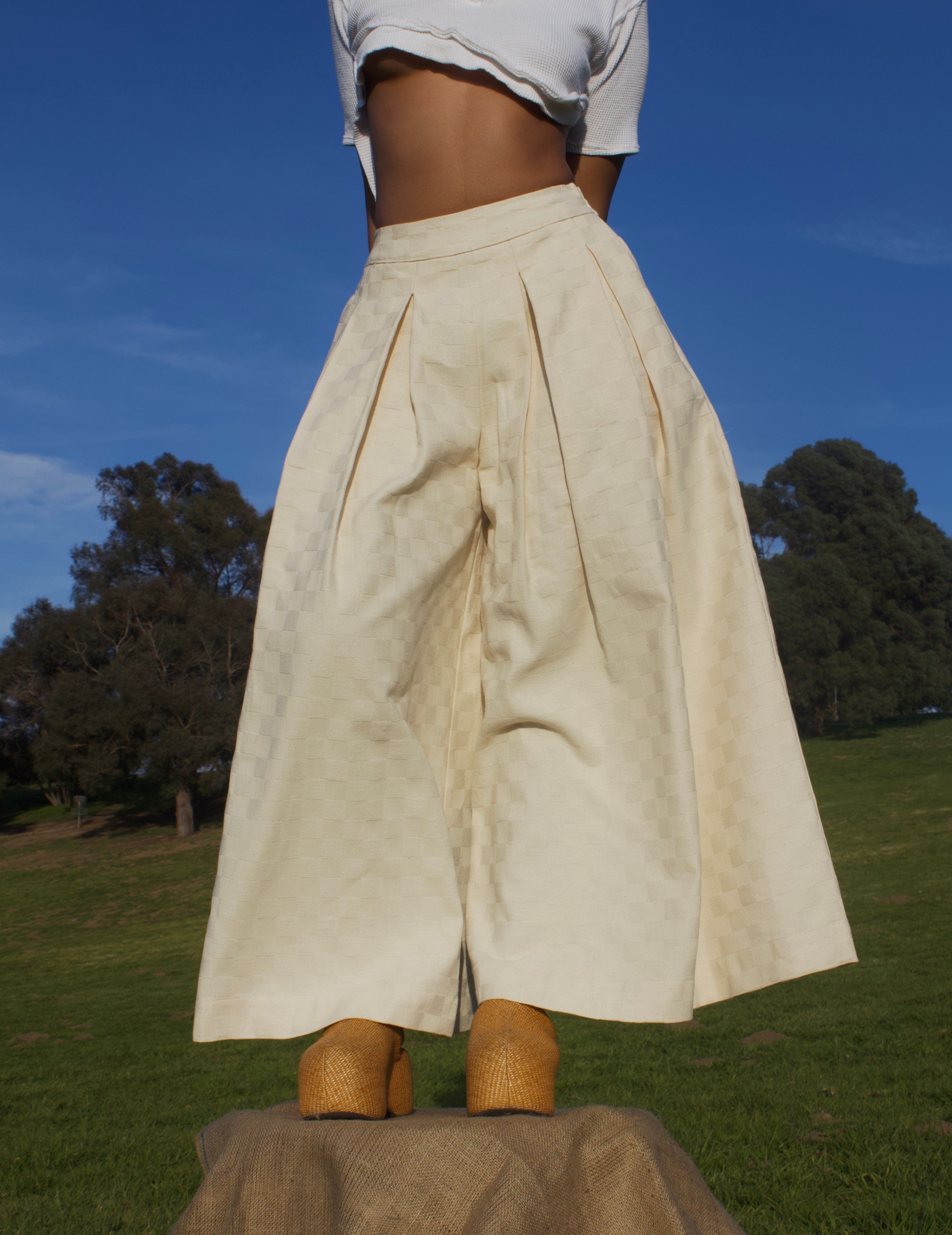 Zevelyn Jean Khadijah Wide Leg Pant KHADIJAH WIDE LEG PANT Cream Denim