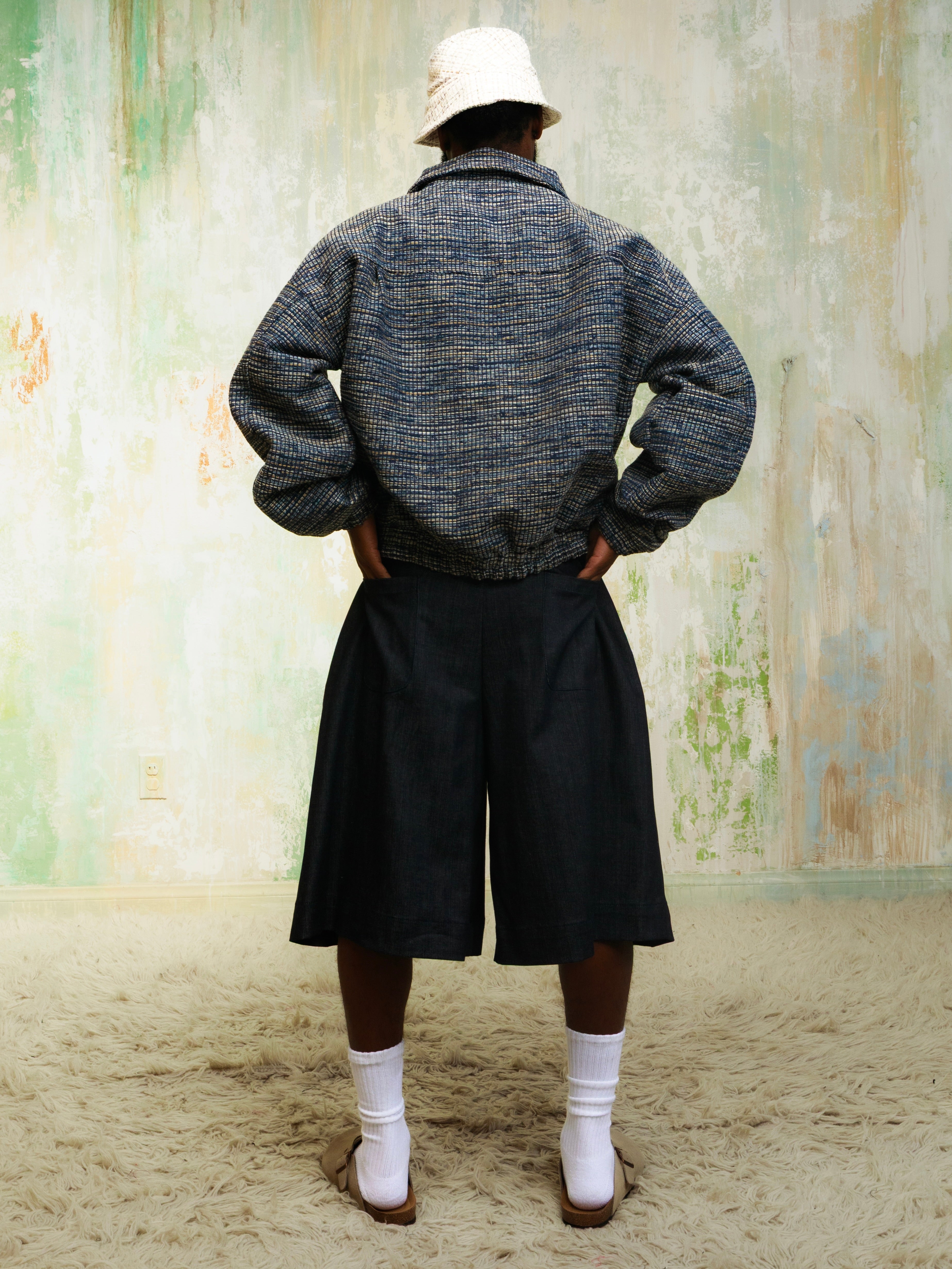 Zevelyn Jean Zane Bomber Jacket ZANE BOMBER Navy Tweed