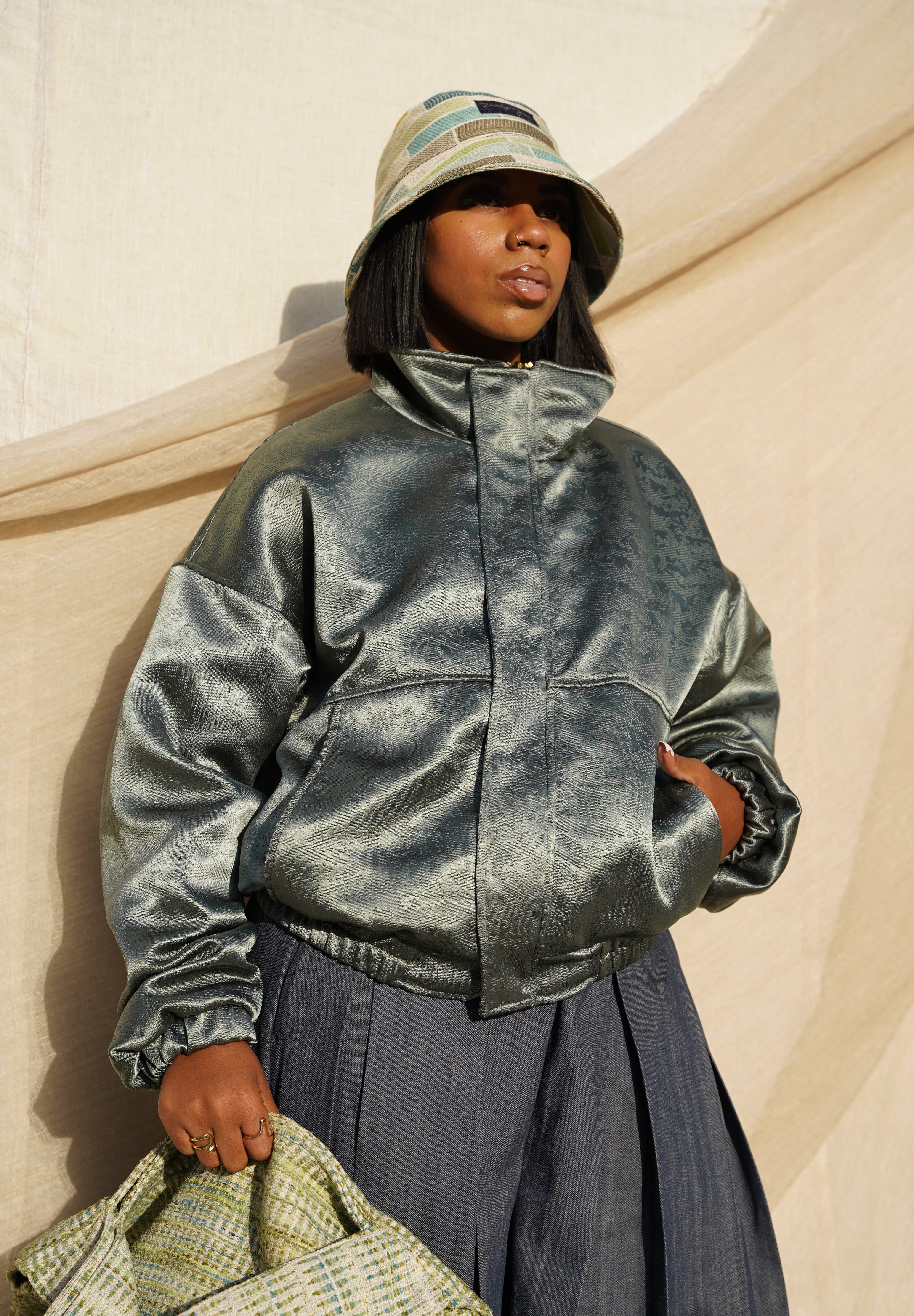 Zevelyn Jean Zane Bomber Jacket ZANE BOMBER Sea Foam