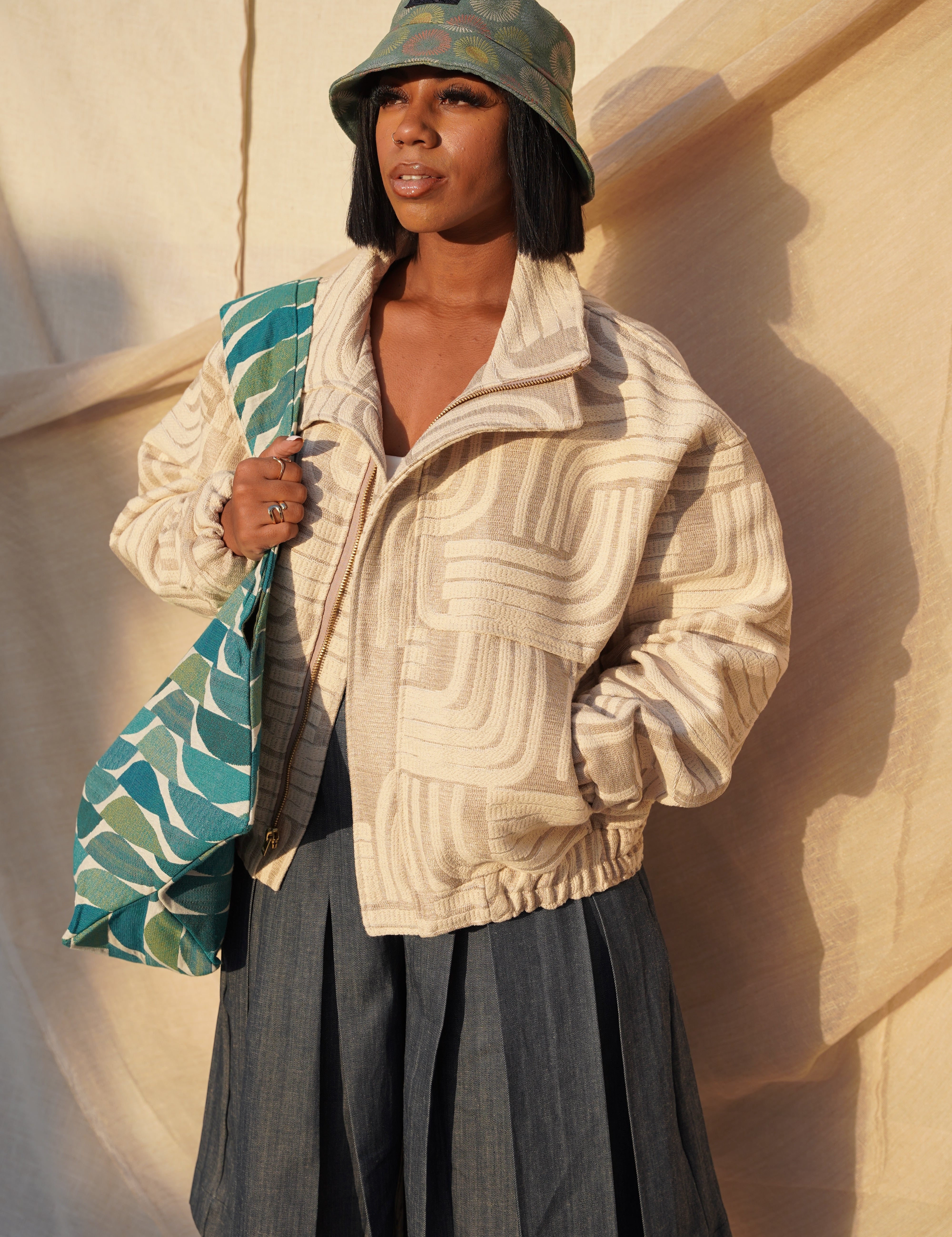 Zevelyn Jean Zane Bomber Jacket ZANE BOMBER Warm Ivory